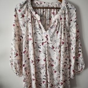 LILA ROSE Plus Size, Split V Neck, Sheer Blouse